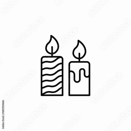 two burning candles icon sign vector