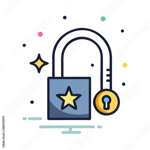 vector icon of two interlocked padlocks and a key