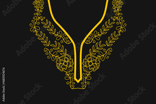 Floral neckline pattern. traditional style. decoration, textile, fabric, clothing. natural style.