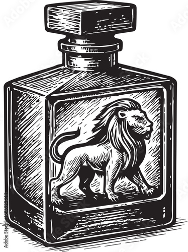 Idea lion perfume bottle vector
