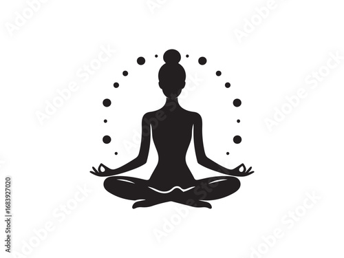 silhouette of a woman meditating