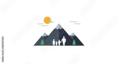 Symbolic Vector Icon for Family Well-being, Nature & Future Planning