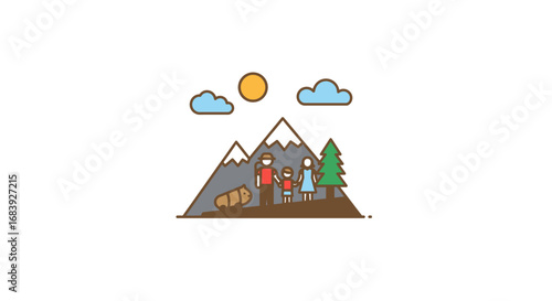 Family Nature Exploration Icon: Promoting Outdoor Recreation & Travel App Experiences