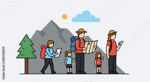Family Outdoor Exploration: Navigating Nature's Path with Both Traditional Maps and Digital Devices