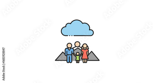Secure Cloud Storage and Family Life Management Icon for Digital Preservation