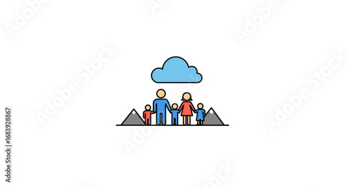 Modern Family Values Vector Icon: Protecting Loved Ones and Sustaining Nature's Future