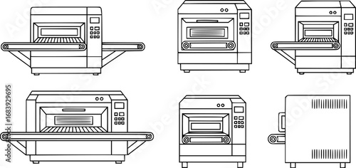set of reflow oven outline icon vector
