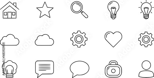 set of right position outline icon vector
