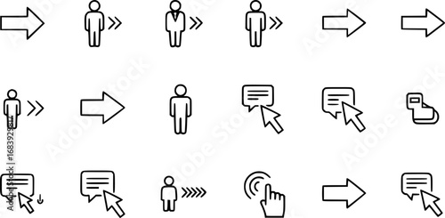 set of right position outline icon vector
