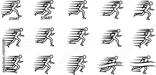 set of running pace outline icon vector
