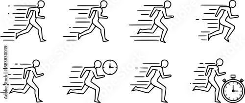 set of running pace outline icon vector
