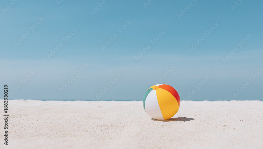 Obraz premium Beach Ball on Sand with Blue Sky