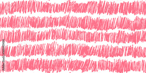 Colorful pink cross hatch seamless pattern. Girly abstract scribble striped background. Messy doodle sketch texture vector wallpaper graphic