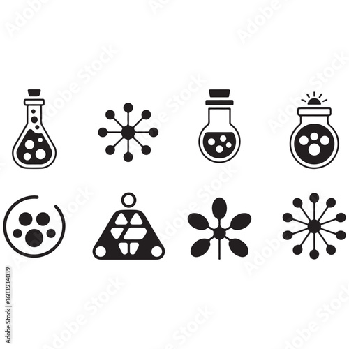 A collection of medical icons in black silhouette vector illustration for design
