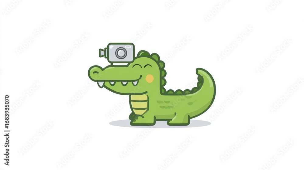 Fototapeta premium Cartoon crocodile with camera