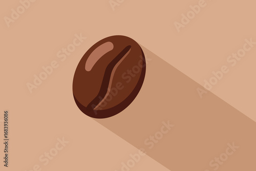 Flat Design Illustration of a Coffee Bean with a Long Shadow