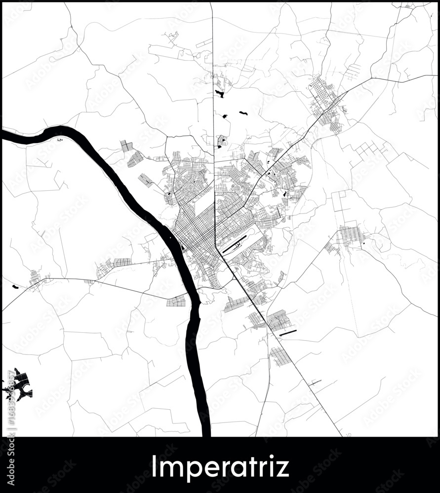 Fototapeta premium Imperatriz city map, Brazil - Topographic vector map poster