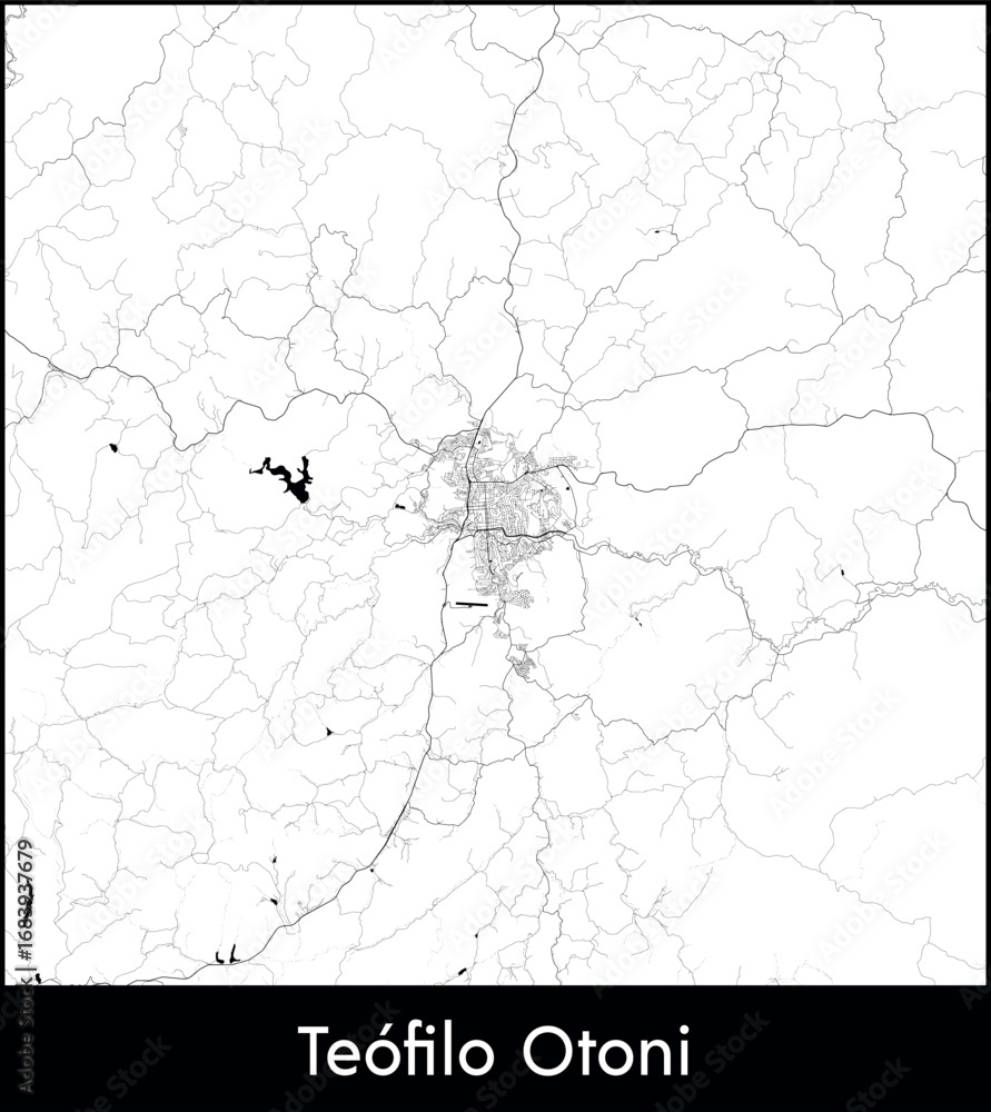 Obraz premium Teofilo Otoni city map, Brazil - Topographic vector map poster