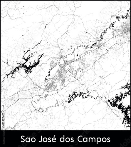 Sao Jose dos Campos city map, Brazil - Topographic vector map poster