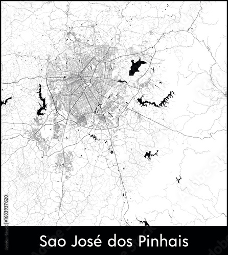 Sao Jose dos Pinhais city map, Brazil - Topographic vector map poster