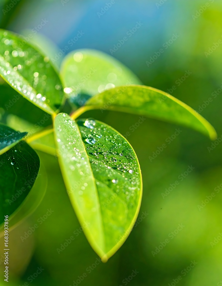 Fototapeta premium Close-up of dewy leaves