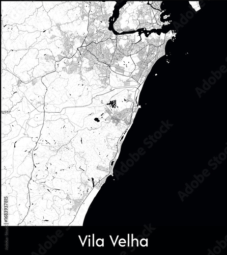 Vila Velha city map, Brazil - Topographic vector map poster