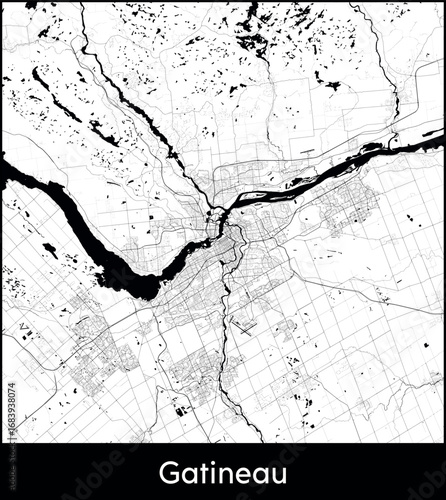 Gatineau city map, Canada - Topographic vector map poster
