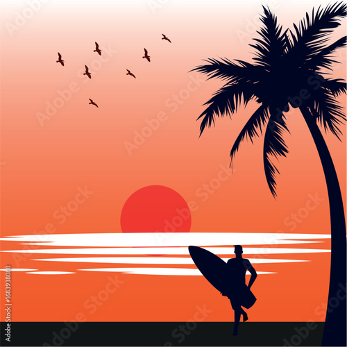 Vector summer adventure and relaxation sandy beach Background