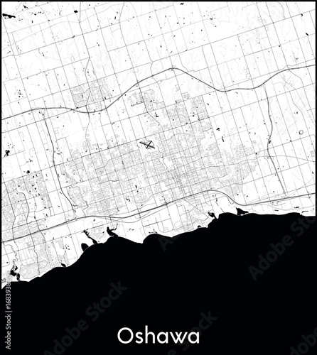 Oshawa city map, Canada - Topographic vector map poster