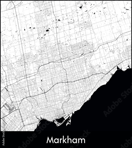 Markham city map, Canada - Topographic vector map poster