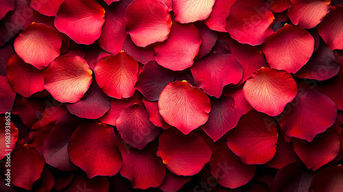 Vibrant Red Rose Petals Creating a Rich Textured Background Perfect for Floral Design Themes