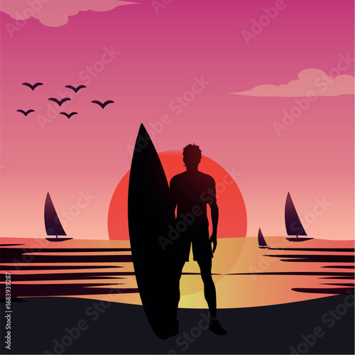 Vector summer adventure and relaxation sandy beach Background