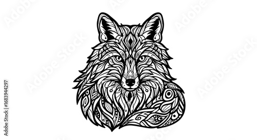 Wallpaper Mural Intricate illustration of a wolf's head with decorative patterns and details Torontodigital.ca