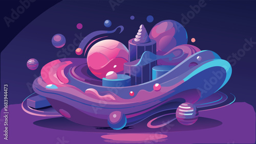 Vibrant Cosmic Abstract Art: Planets, Nebula, and Celestial Forms