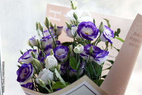 bouquet of purple eustoma flowers
