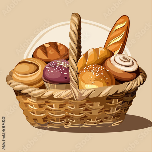 svg vector illustration of an assortment of artisan breads