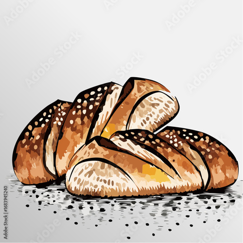 a rustic loaf arranged with ample negative space on a clean surface under soft ambient lighting