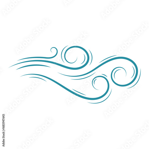 Decorative swirl line representing wind movement Vector