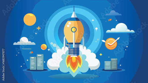Rocket Launch: Business Startup Success & Growth Visual