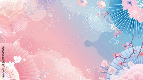 Korean Joseon Dynasty Background with Hanbok Floral Patterns