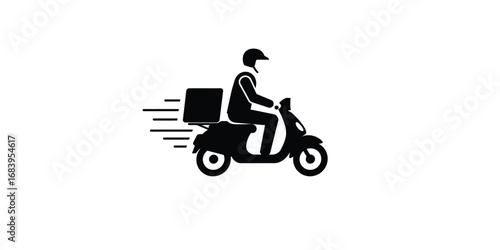 Silhouette of a delivery driver on a scooter symbolizing the speed and efficiency of modern courier and shipping services
