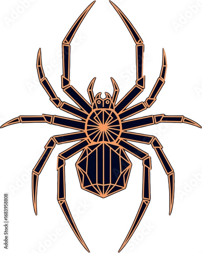 Geometric Spider: Black & Gold Art