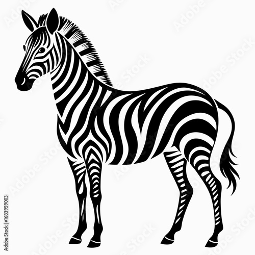 Boho Zebra Lines Black Silhouette Vector Illustration on White Background