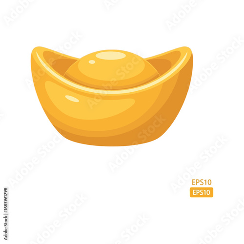 Chinese Gold Ingot Yuanbao Wealth Symbol Fortune Prosperity Lunar New Year Illustration Clipart Vector EPS10