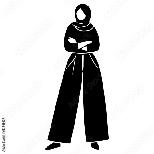 Black Silhouette of a Middle Eastern Woman on a Confident Pose