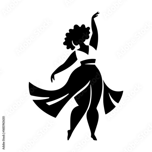 Black Silhouette of a South African Woman on a Dancing Pose
