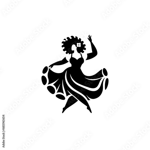 Black Silhouette of a South African Woman on a Dancing Pose