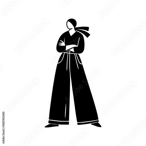 Black Silhouette of a Middle Eastern Woman on a Confident Pose