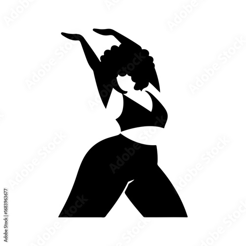 Black Silhouette of a South African Woman on a Dancing Pose