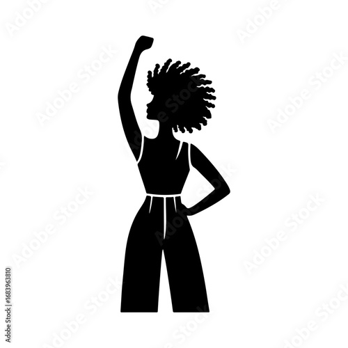Black Silhouette of a South African Woman on a Strength Pose